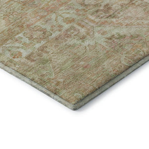 HomeRoots 10' X 14' Salmon Beige Coral Floral Area Rug - Washable, UV-Protected, Stain-Resistant & Durable 696470
