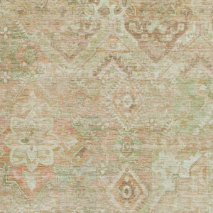 HomeRoots 10' X 14' Salmon Beige Coral Floral Area Rug - Washable, UV-Protected, Stain-Resistant & Durable 696470