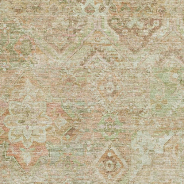 HomeRoots 10' X 14' Salmon Beige Coral Floral Area Rug - Washable, UV-Protected, Stain-Resistant & Durable 696470
