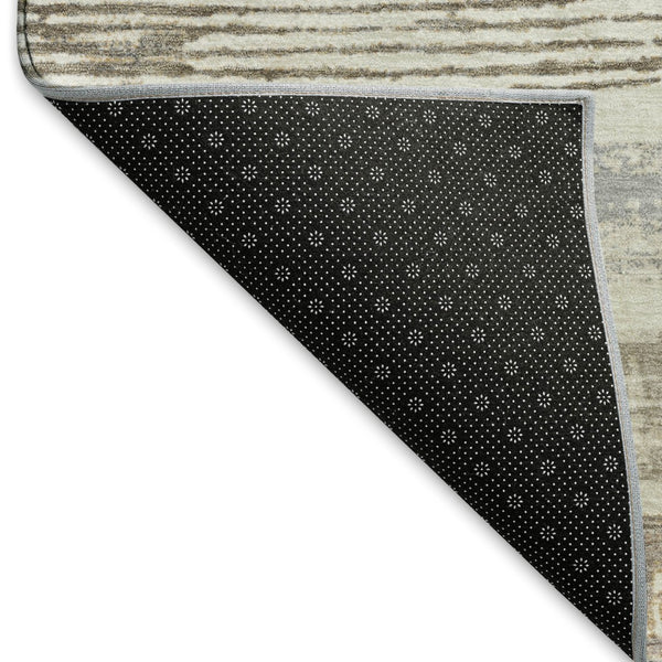 HomeRoots 9' X 12' Linen Gray & Ivory Striped Washable Area Rug - Durable, UV Protected, Family-Friendly Design 696499