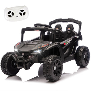 English Elm 24v Kids Utv Ride on with Dual 80w Motors Remote Control and Four Wheel Suspension Black W1578P342134