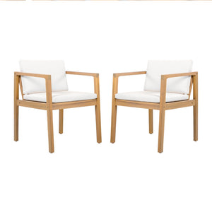 English Elm Outdoor Acacia Wood Dining Chairs Set of 2 Teak Finish Slatted Back Patio Seating N768P380148L