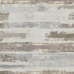 HomeRoots 10' X 14' Stylish Linen Gray & Ivory Striped Washable Area Rug with UV Protection for Easy Care 696500