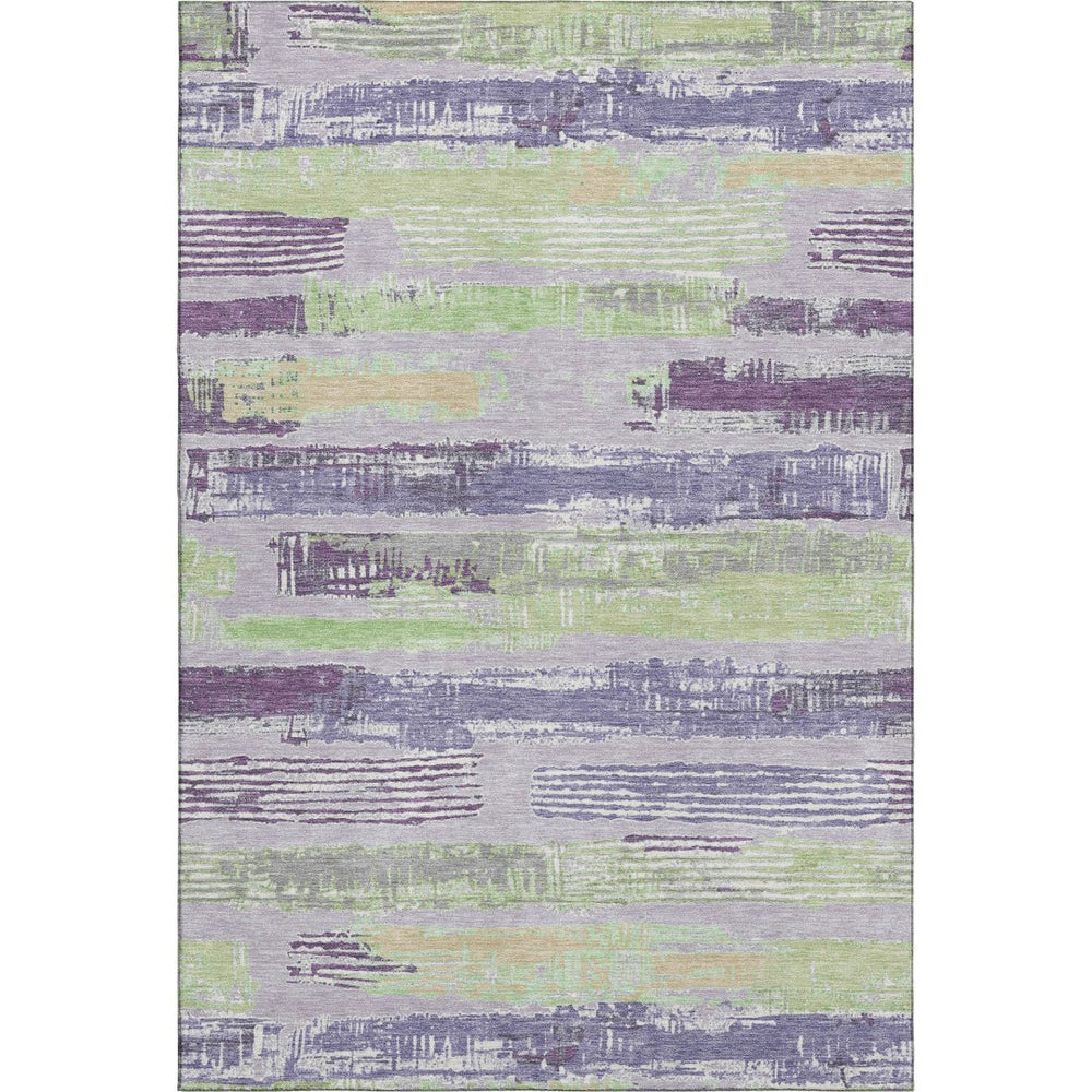 HomeRoots 9' X 12' Stylish Lavender Green and Ivory Striped Washable Area Rug with UV Protection & Comfort 696505