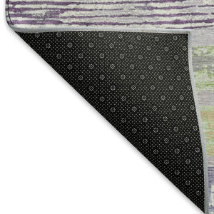 HomeRoots 9' X 12' Stylish Lavender Green and Ivory Striped Washable Area Rug with UV Protection & Comfort 696505
