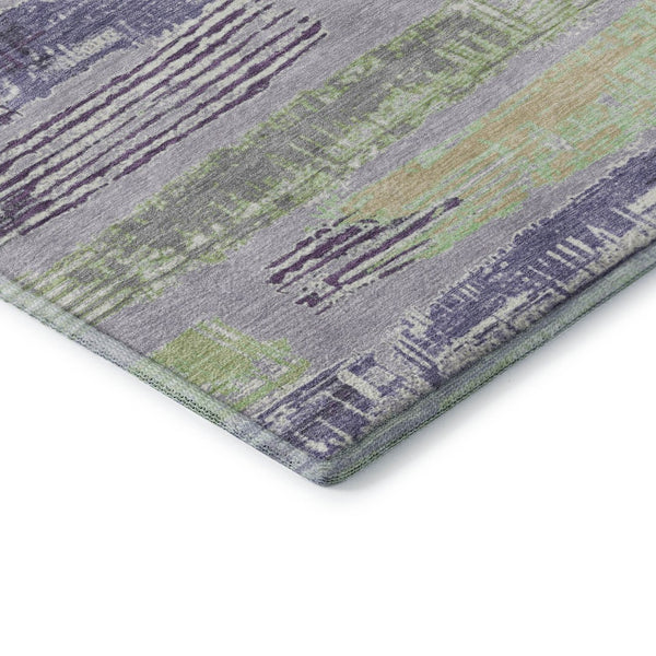 HomeRoots 9' X 12' Stylish Lavender Green and Ivory Striped Washable Area Rug with UV Protection & Comfort 696505