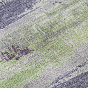 HomeRoots 9' X 12' Stylish Lavender Green and Ivory Striped Washable Area Rug with UV Protection & Comfort 696505