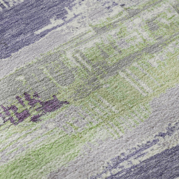 HomeRoots 9' X 12' Stylish Lavender Green and Ivory Striped Washable Area Rug with UV Protection & Comfort 696505