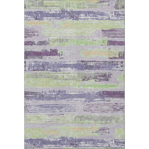 HomeRoots 9' X 12' Stylish Lavender Green and Ivory Striped Washable Area Rug with UV Protection & Comfort 696505