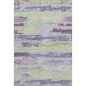 HomeRoots 10' X 14' Stylish Lavender Green & Ivory Striped Washable Area Rug with UV Protection & Durability 696506