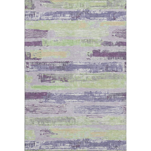 HomeRoots 10' X 14' Stylish Lavender Green & Ivory Striped Washable Area Rug with UV Protection & Durability 696506
