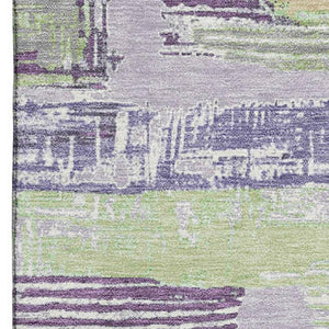 HomeRoots 10' X 14' Stylish Lavender Green & Ivory Striped Washable Area Rug with UV Protection & Durability 696506