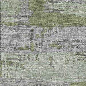 HomeRoots 5' X 8' Striped Olive Green, Gray & Silver Washable Area Rug with UV Protection for Indoor & Outdoor Use 696508