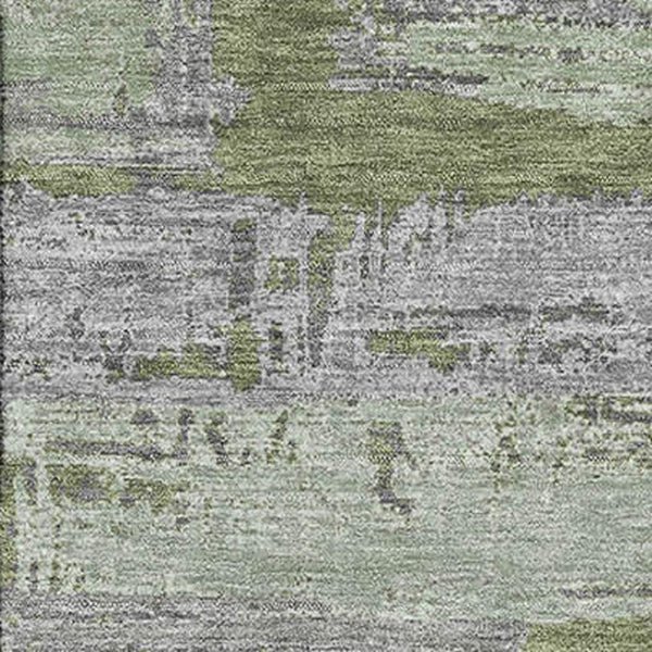 HomeRoots 5' X 8' Striped Olive Green, Gray & Silver Washable Area Rug with UV Protection for Indoor & Outdoor Use 696508