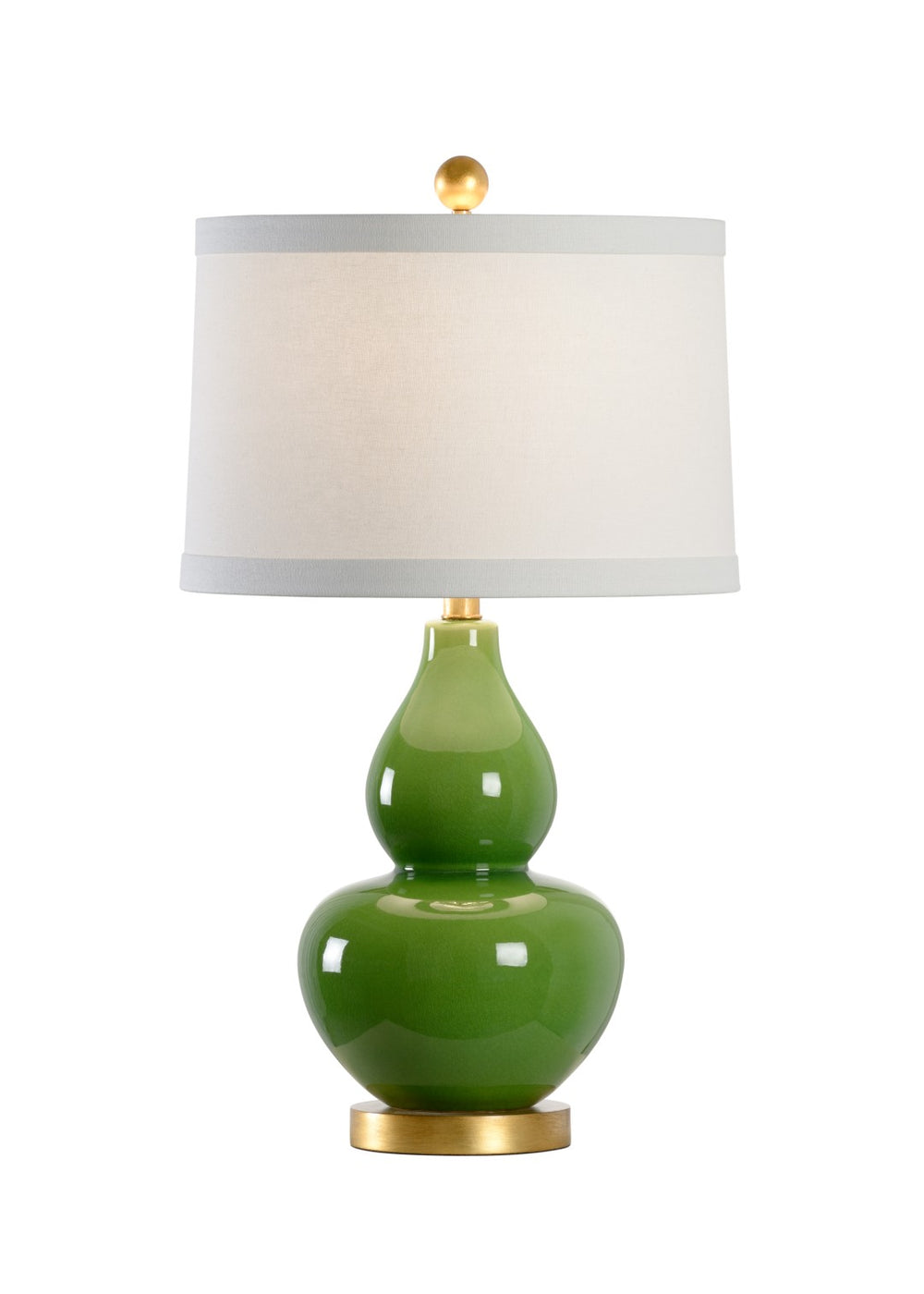 Chelsea House Gourd Ceramic Lamp 27" Tall In Gloss Apple Green With Antique Gold Leaf Accents For Stylish Rooms 69651