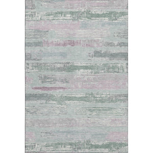 HomeRoots 5' X 8' Striped Area Rug in Pale Aqua, Sage & Ivory - UV Protected, Washable, and Soft for Homes 696514
