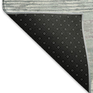 HomeRoots 5' X 8' Striped Area Rug in Pale Aqua, Sage & Ivory - UV Protected, Washable, and Soft for Homes 696514