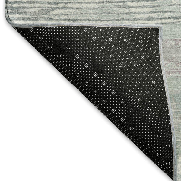 HomeRoots 5' X 8' Striped Area Rug in Pale Aqua, Sage & Ivory - UV Protected, Washable, and Soft for Homes 696514