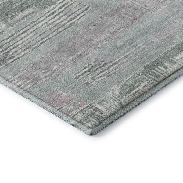 HomeRoots 5' X 8' Striped Area Rug in Pale Aqua, Sage & Ivory - UV Protected, Washable, and Soft for Homes 696514