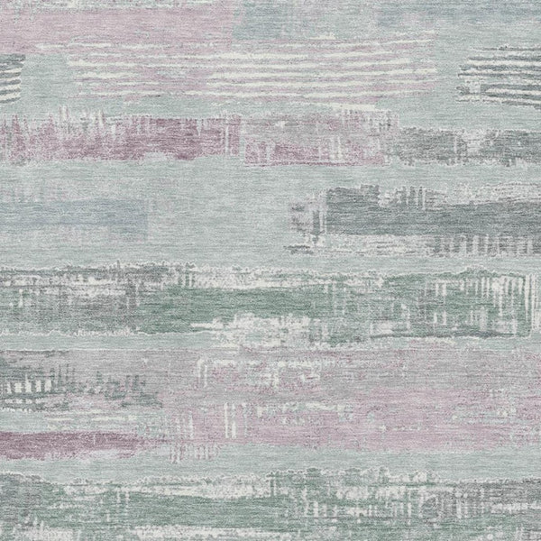 HomeRoots 5' X 8' Striped Area Rug in Pale Aqua, Sage & Ivory - UV Protected, Washable, and Soft for Homes 696514