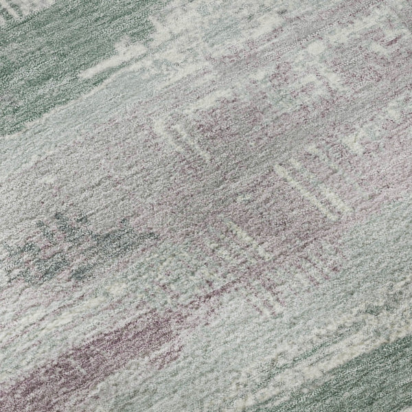 HomeRoots 8' Striped Washable Round Rug in Pale Aqua, Sage & Ivory - UV Protected, Non-Slip, Perfect for Home! 696515