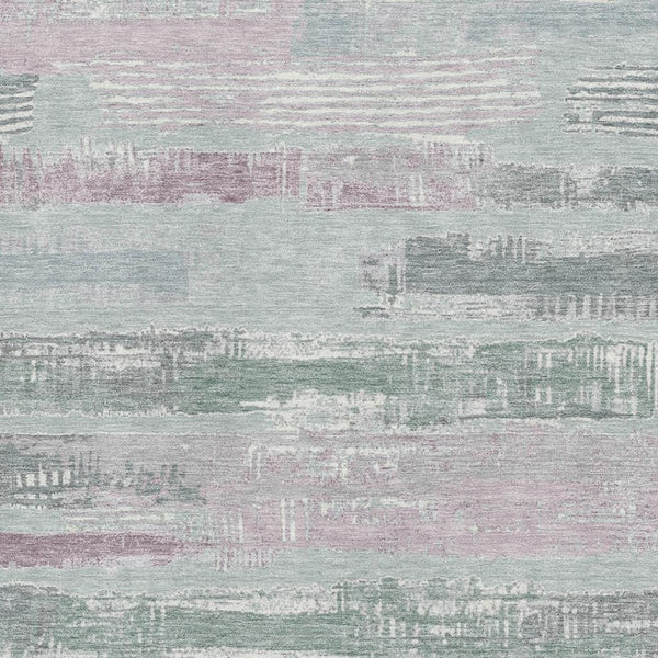 HomeRoots 8' X 10' Striped Pale Aqua, Sage & Ivory Washable Area Rug - Durable, UV Protected & Non-Slip Design! 696516