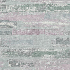 HomeRoots 9' X 12' Pale Aqua Sage and Ivory Striped Washable Area Rug - Durable, UV-Protected & Stylish Design 696517