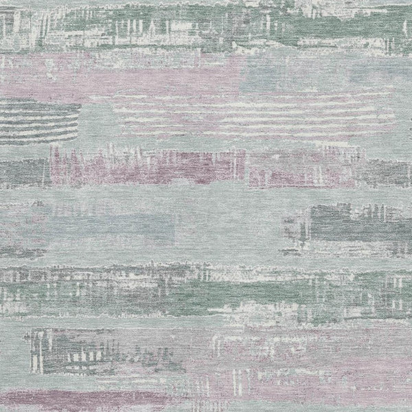 HomeRoots 10' X 14' Coastal-Inspired Pale Aqua and Sage Striped Washable Area Rug with UV Protection & Stain Resistance 696518