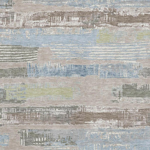 HomeRoots 8' X 10' Washable Taupe Blue Green Striped Area Rug - UV Protected, Stain Resistant, Non-Slip Backing 696522