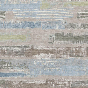 HomeRoots 10' Taupe Blue & Green Striped Washable Area Rug - Durable, UV-Protected, Stain-Resistant Design! 696524