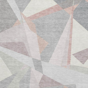 HomeRoots 5' X 8' Blush Ivory & Gray Geometric Area Rug – Washable, UV Protected, Stain-Resistant & Soft! 696526