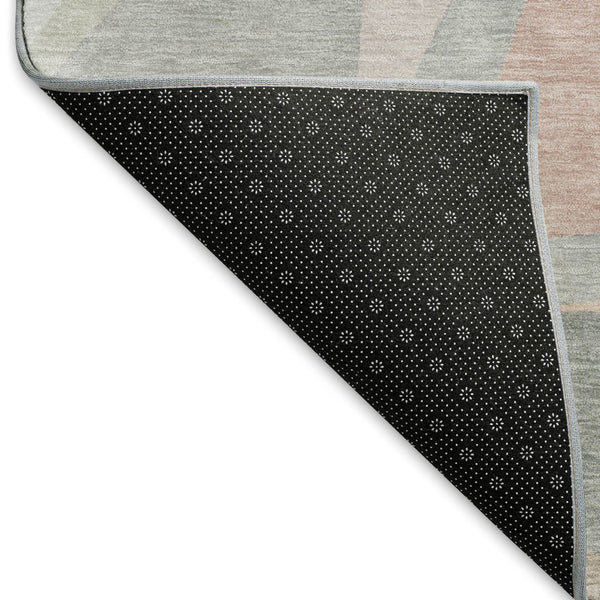 HomeRoots 8' Blush Ivory And Gray Geometric Round Rug - Washable, UV Resistant, Durable for High-Traffic Areas 696527