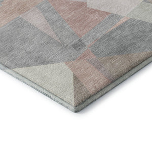 HomeRoots 8' Blush Ivory And Gray Geometric Round Rug - Washable, UV Resistant, Durable for High-Traffic Areas 696527