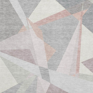 HomeRoots 8' X 10' Blush Ivory Gray Geometric Washable Area Rug - Stain Resistant, UV Protected, Durable Design 696528