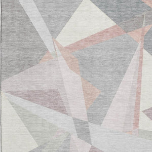 HomeRoots 10' X 14' Blush Ivory Gray Geometric Washable Area Rug - Durable, Stylish & UV Protected for Homes 696530