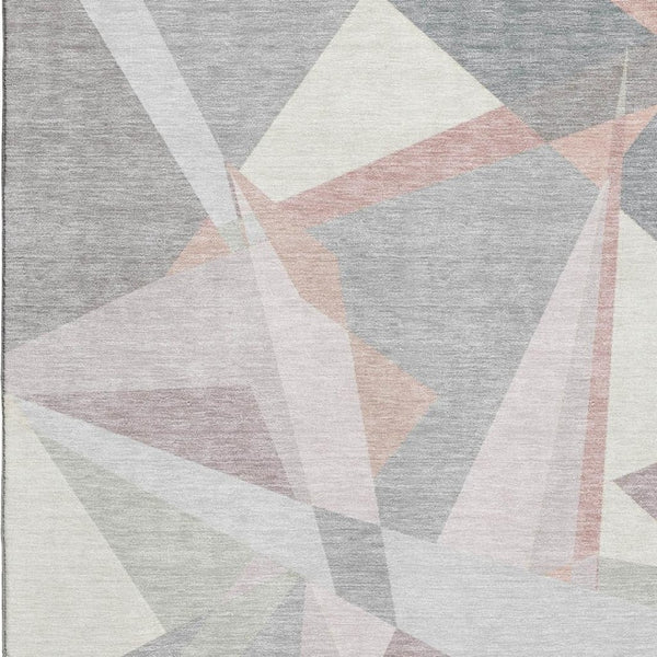 HomeRoots 10' X 14' Blush Ivory Gray Geometric Washable Area Rug - Durable, Stylish & UV Protected for Homes 696530