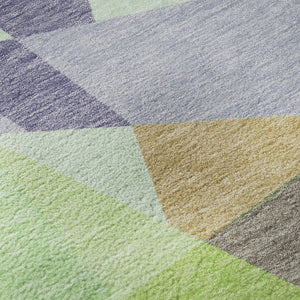 HomeRoots 8' Modern Geometric Round Rug in Soft Lavender Green & Ivory - Washable, UV Protected & Non-Slip 696539