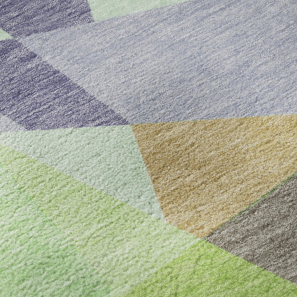 HomeRoots 8' Modern Geometric Round Rug in Soft Lavender Green & Ivory - Washable, UV Protected & Non-Slip 696539