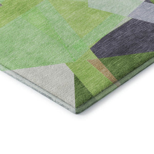 HomeRoots 9' X 12' Modern Geometric Lavender Green & Ivory Washable Area Rug with UV Protection & Non-Slip 696541