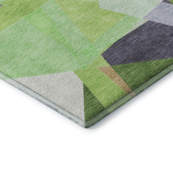 HomeRoots 9' X 12' Modern Geometric Lavender Green & Ivory Washable Area Rug with UV Protection & Non-Slip 696541