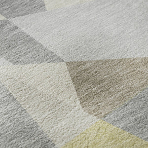 HomeRoots 8' Washable Round Rug in Pewter, Ivory & Wheat - Modern Geometric Design with UV Protection & Durability 696545