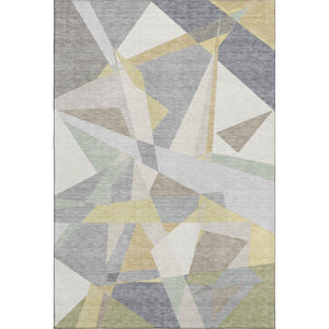 HomeRoots 8' X 10' Stylish Geometric Area Rug in Pewter, Ivory & Wheat - Washable, UV-Protected, Durable Design 696546