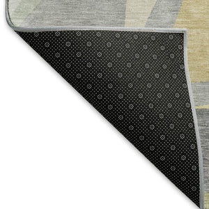 HomeRoots 8' X 10' Stylish Geometric Area Rug in Pewter, Ivory & Wheat - Washable, UV-Protected, Durable Design 696546
