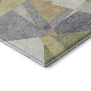 HomeRoots 8' X 10' Stylish Geometric Area Rug in Pewter, Ivory & Wheat - Washable, UV-Protected, Durable Design 696546