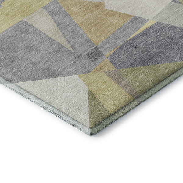 HomeRoots 8' X 10' Stylish Geometric Area Rug in Pewter, Ivory & Wheat - Washable, UV-Protected, Durable Design 696546
