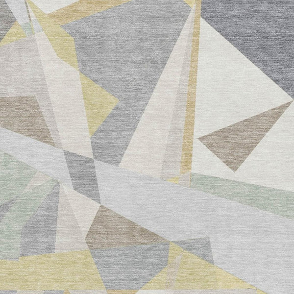 HomeRoots 10' X 14' Geometric Area Rug in Pewter, Ivory & Wheat – Washable, Stylish, UV Protected & Non-Slip! 696548
