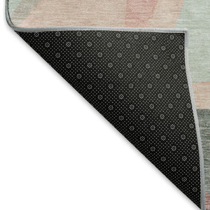 HomeRoots 9' X 12' Stylish Pale Aqua Blush & Sage Geometric Area Rug - Washable, UV Protected & Durable Design 696553