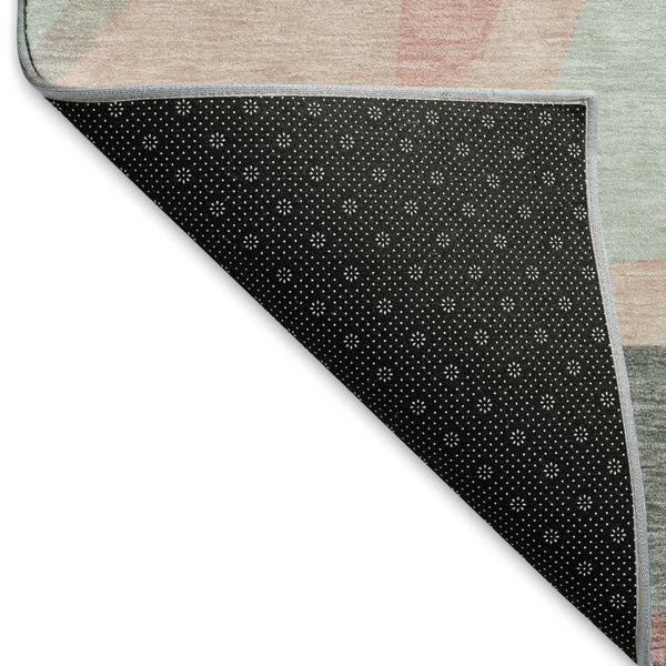 HomeRoots 9' X 12' Stylish Pale Aqua Blush & Sage Geometric Area Rug - Washable, UV Protected & Durable Design 696553