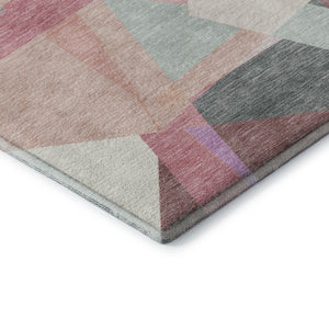 HomeRoots 9' X 12' Stylish Pale Aqua Blush & Sage Geometric Area Rug - Washable, UV Protected & Durable Design 696553