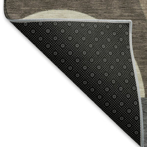 HomeRoots 9' X 12' Stylish Brown Gray Ivory Geometric Area Rug - Washable, UV Protected, Non-Slip Design 696559